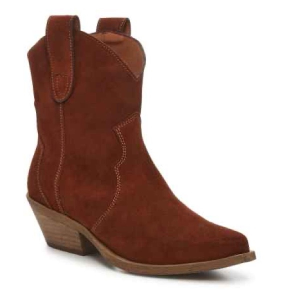 Steve Madden Wizz Cowboy Boot Chestnut Suede Size 6M